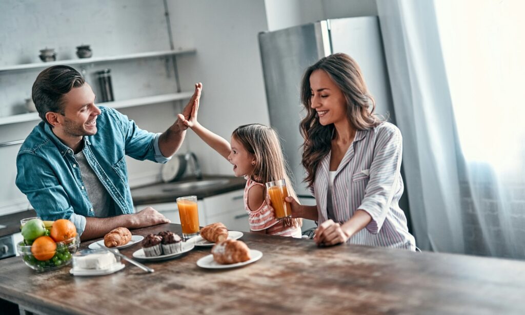 Family in kitchen