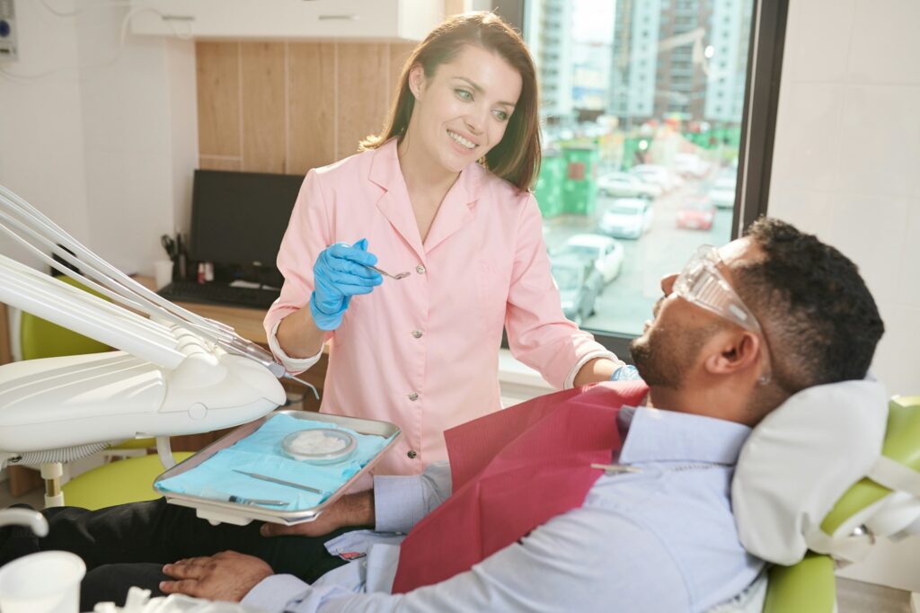 Female Dentist Working