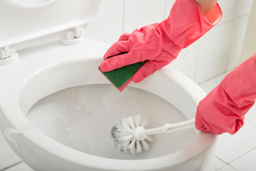 Scrubbing toilet