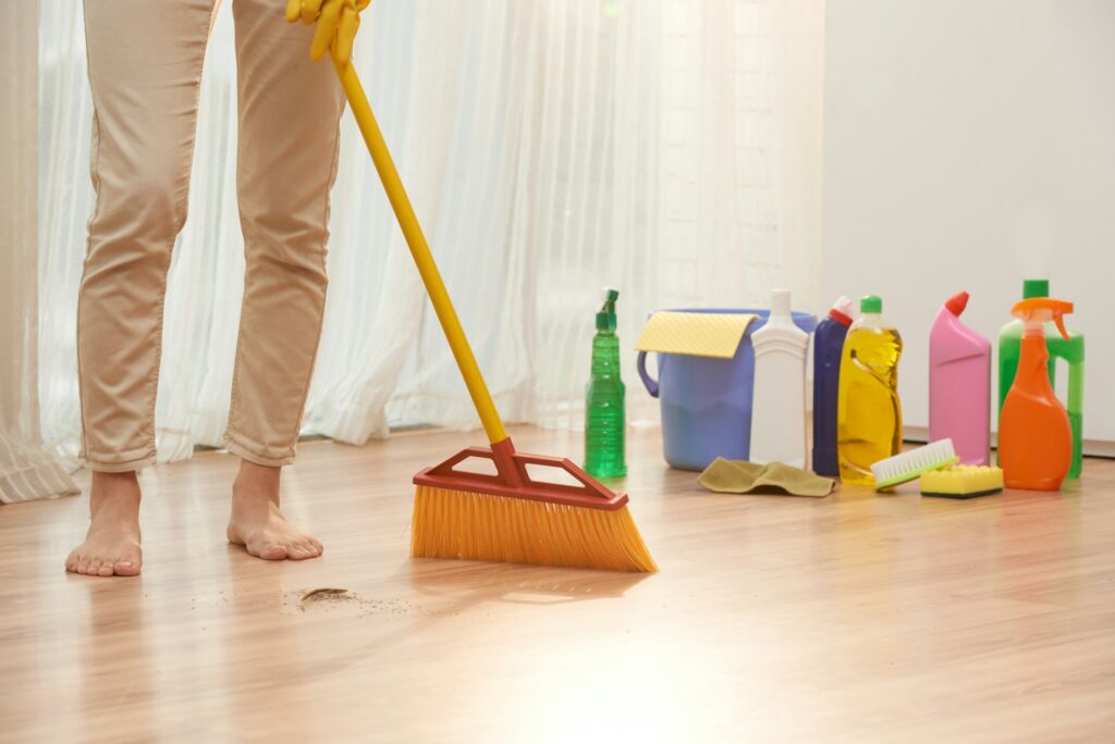 Sweeping Floor with Broom